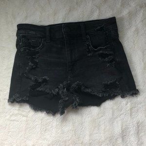 Black American Eagle Ripped High-Waisted Shorts